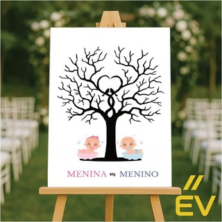 Quadro, placa decorativa para chá revelação de bebês, com árvores de nenéns