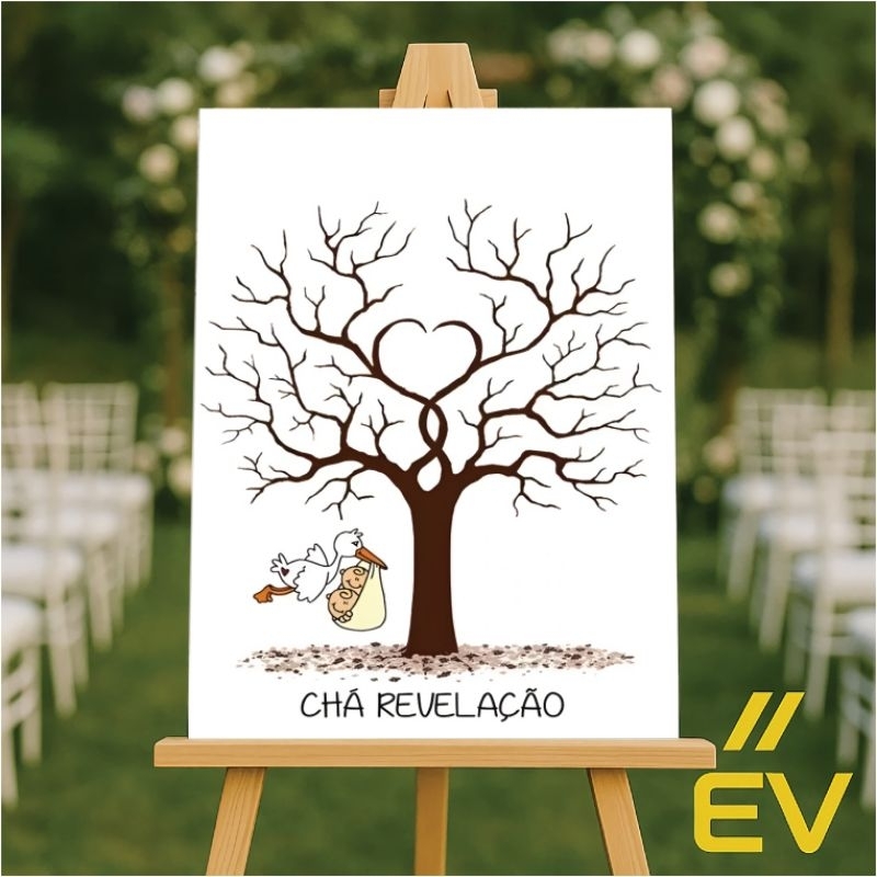 Quadro, placa decorativa pra chá revelação segunda e bebê