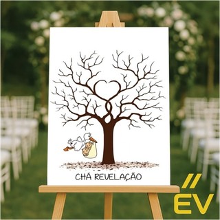 Quadro, placa decorativa pra chá revelação segunda e bebê