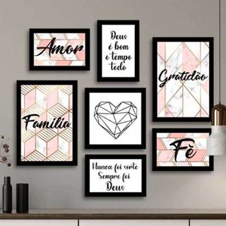 Kit 7 Placas Quadros Decorativos Casa abstrato Geometrico Flamingo Coração em Oferta na Shopee