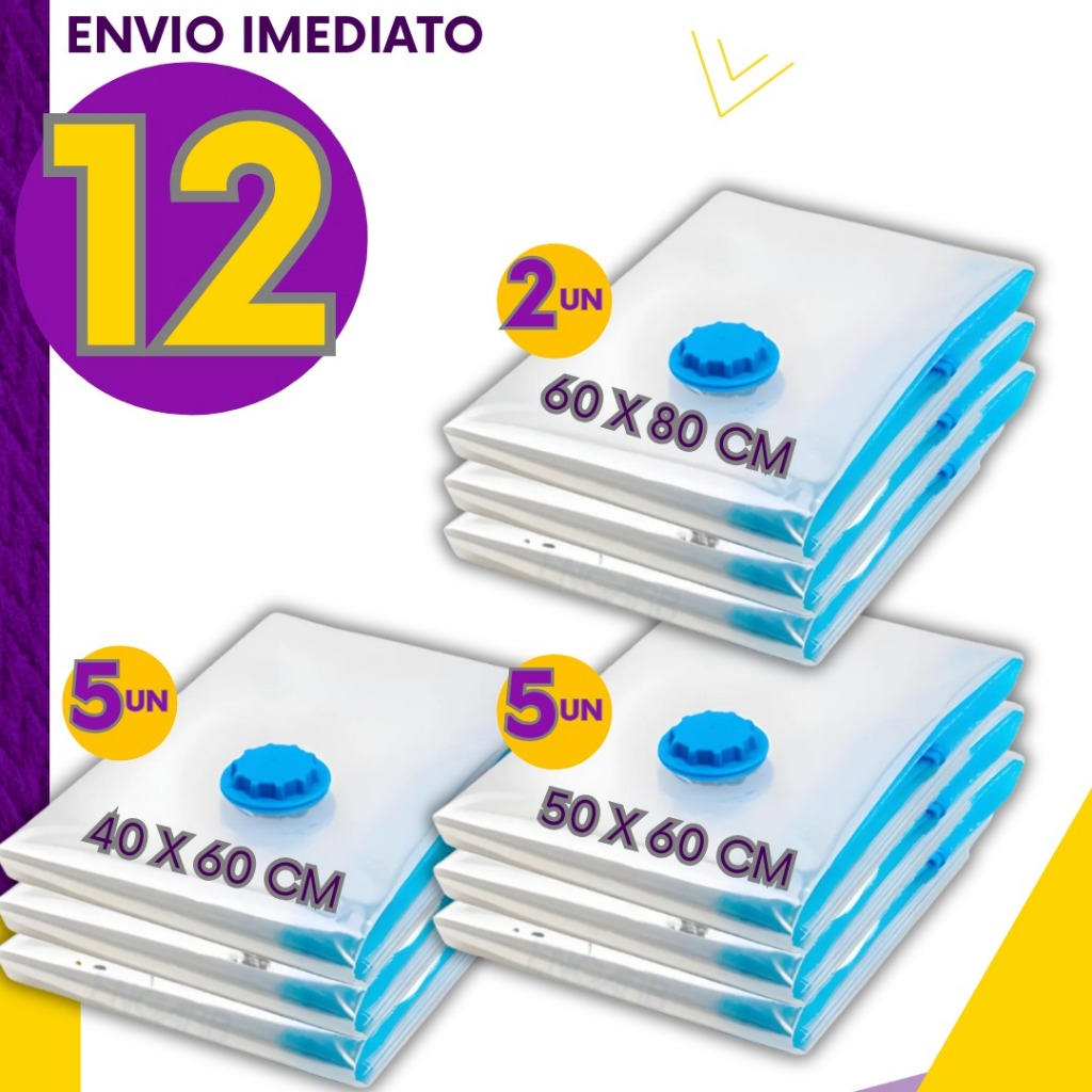 Combo 12 Saco a Vácuo Bomba Manual Organizador Viagem Mala Casa Roupa Coberta Edredom Resistente Reutilizável