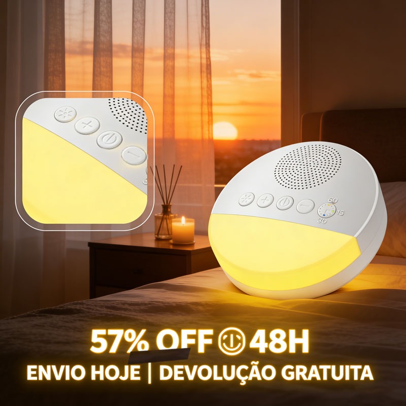 Reprodutor Portátil de Som de Sono para Crianças Música e Ruído Branco Dispositivo Auxiliar de Sono com Música e Luz