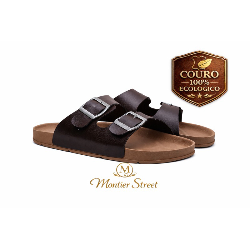 Sandália Masculina Papete com Fivelas Ajustáveis Confortável Moderna em Oferta na Shopee