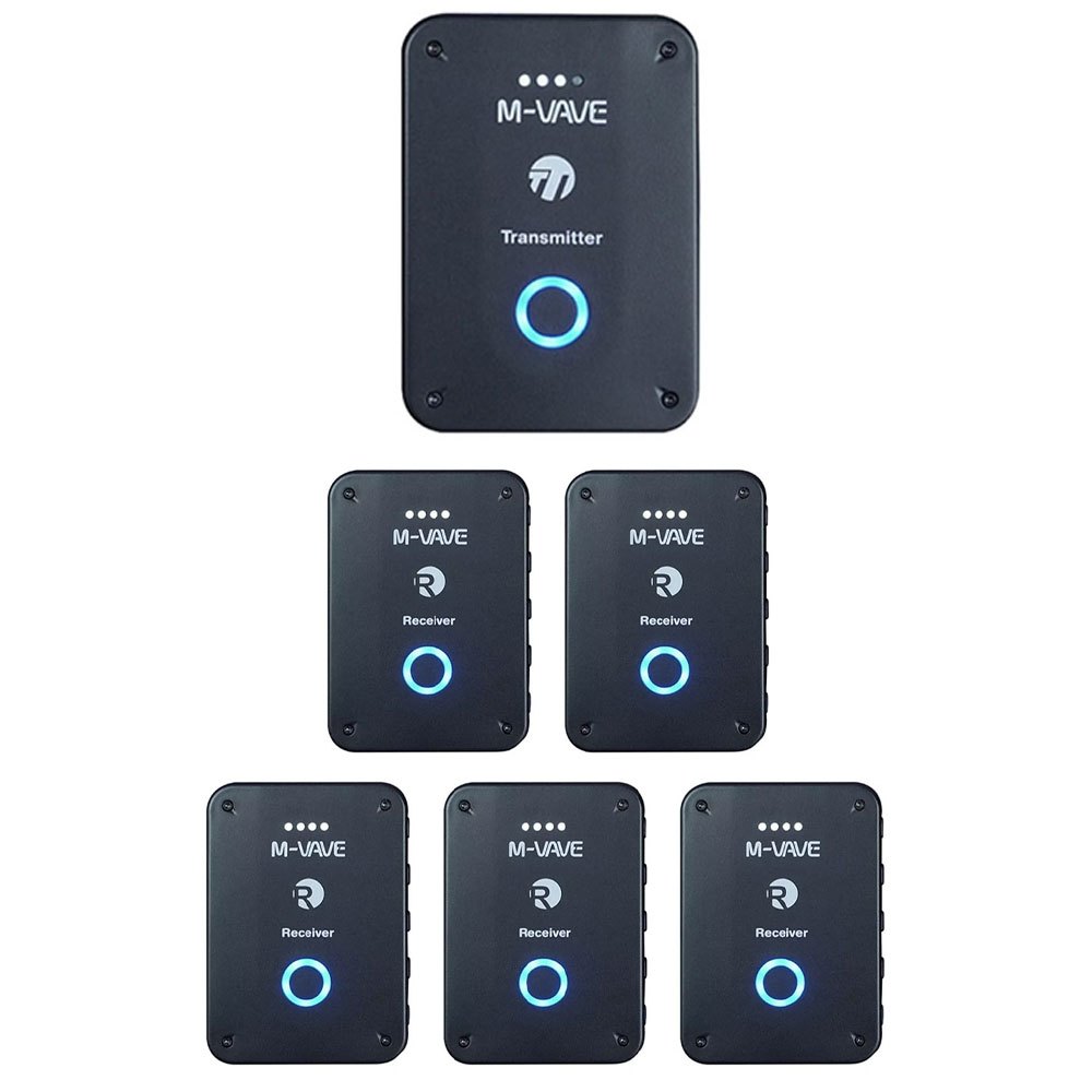 Kit 1 Transmissor + 5 Receptores M-vave Monitor Sem Fio Wp-9 5v Preto