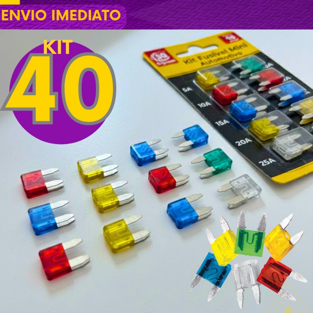 Kit 40, 20 ou 10 un - Mini Fusível Automotivo Lâmina para Carro e Moto