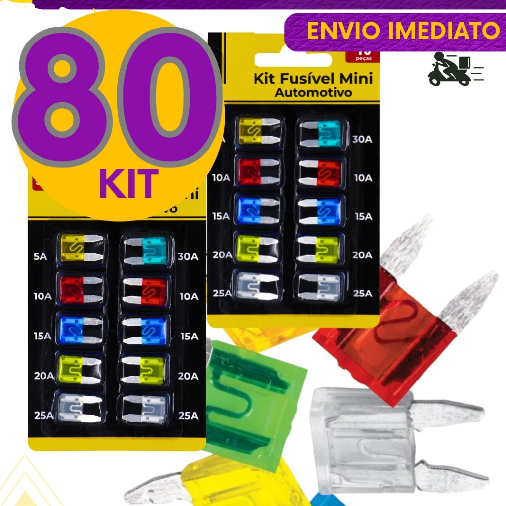 Kit 80, 40 ou 20 un Mini Fusível Automotivo Lâmina para Carro e Moto em Oferta na Shopee