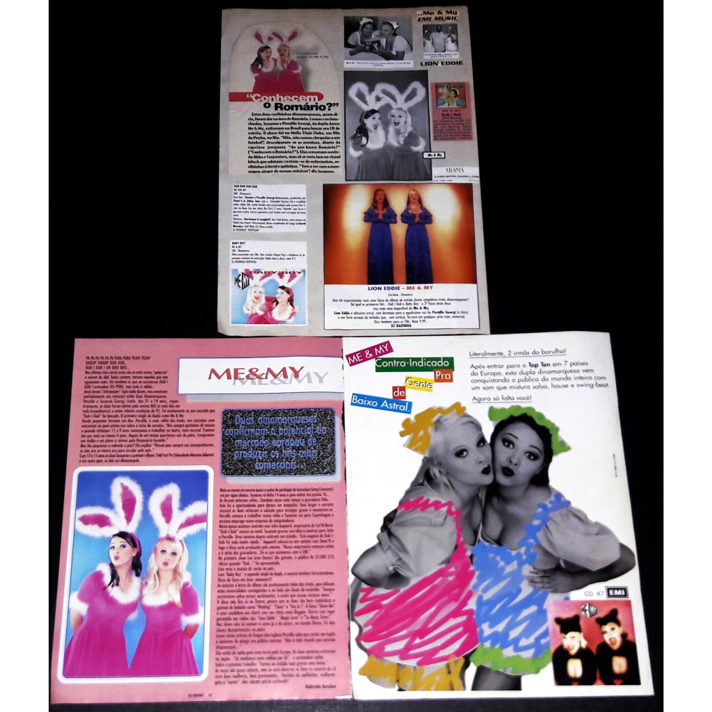 Me & My Coleção de Páginas e Recortes Lote 3 Folhas Revista DJ Sound Raro Anos 90 Dance Music