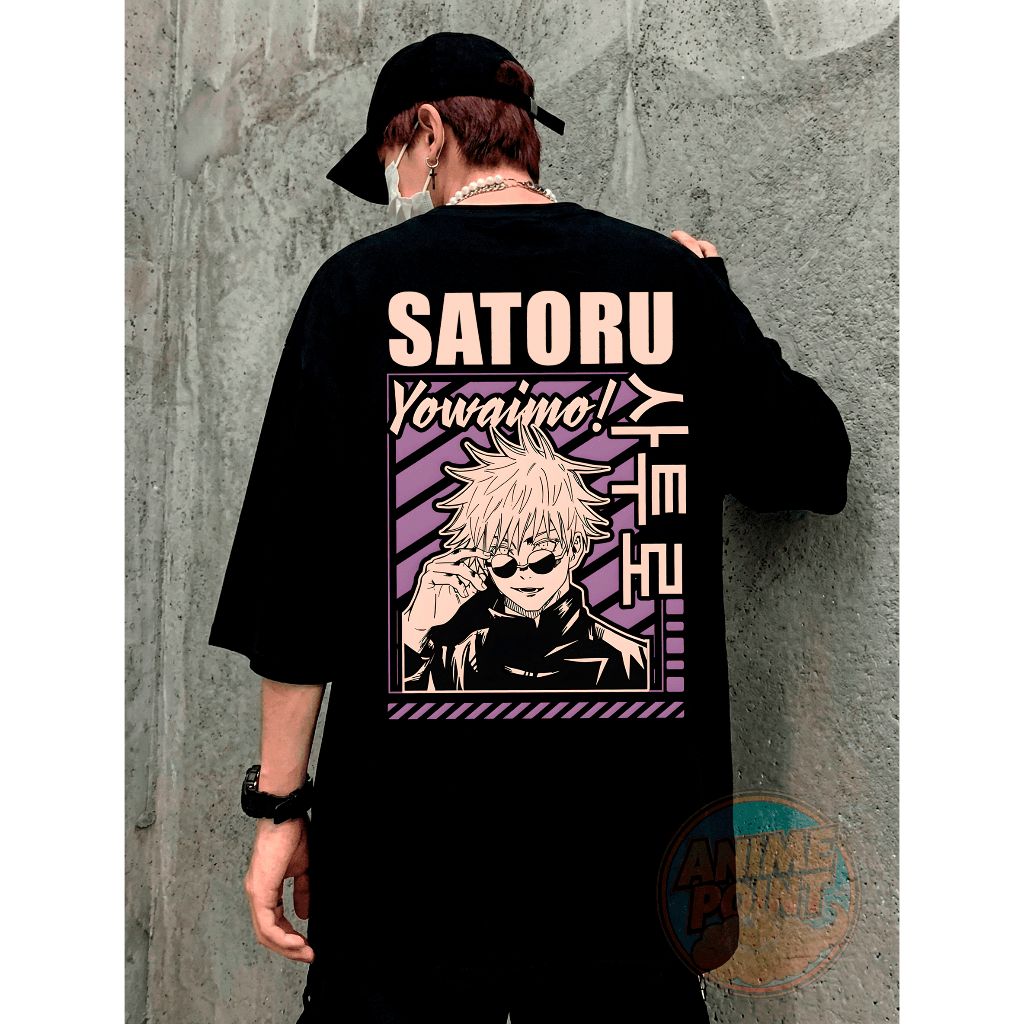 Camisa Camiseta Satoru Gojo Oversized 100% Algodão Estampada Anime Jujutsu Kaisen Confortável Y2K