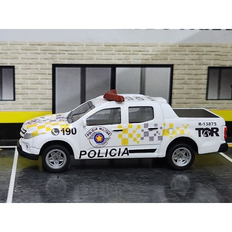 CHEVROLET S10 VIATURA PMSP RODOVIÁRIA TOR MARCA CKS PNEUS DE BORRACHA ESCALA 1.64 TAMANHO 7CM CUSTOM ACOMPANHA EMBALAGEM