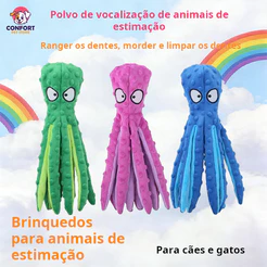 Polvo de Pelúcia para Pets – Brinquedo Interativo com Som para Cães e Gatos Adequado para cabo de guerra
