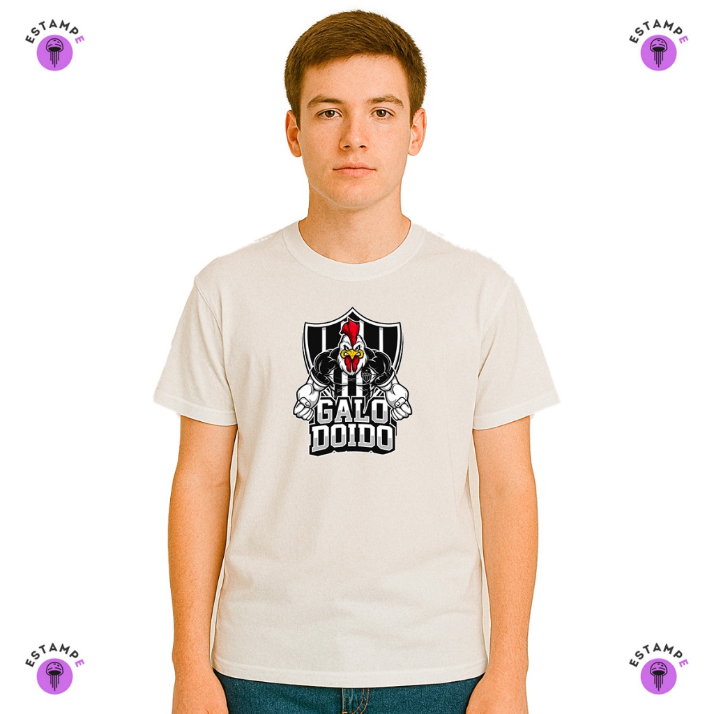 Camisa Camiseta Infantil Atletico Mineiro Galo Doido Blusa 100% Algodao Premium Unissex Menino Menina