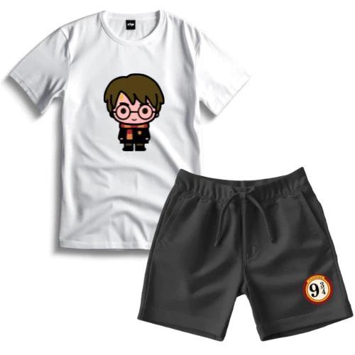 Kit Infantil 2 peças 1 Camiseta e 1 Bermuda Moletinho Harry Potter Filme Desenho Lançamento Infantil Unissex