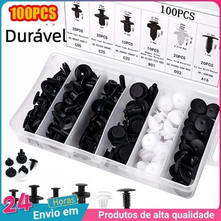 100 Rebites De Plástico Pára-Choque Carro Fixadores De Parafuso Lama Pretos Clipes Fixação Diversos Modelos Veículos