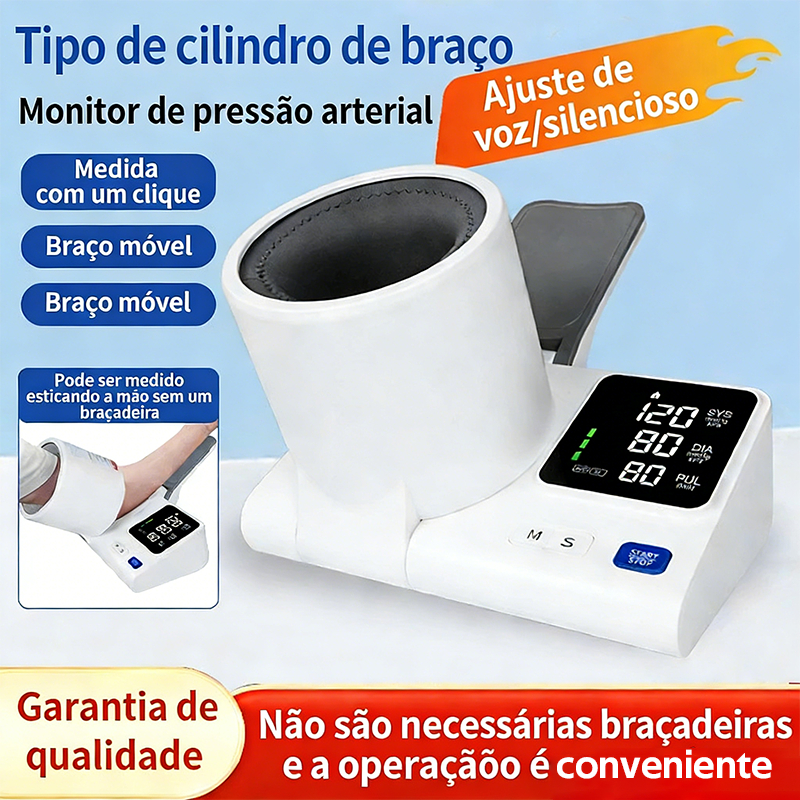 Aparelho de Pressão Túnel Braquial Prático - Dupla Tela HD LED e Memória para 99 Registros N12