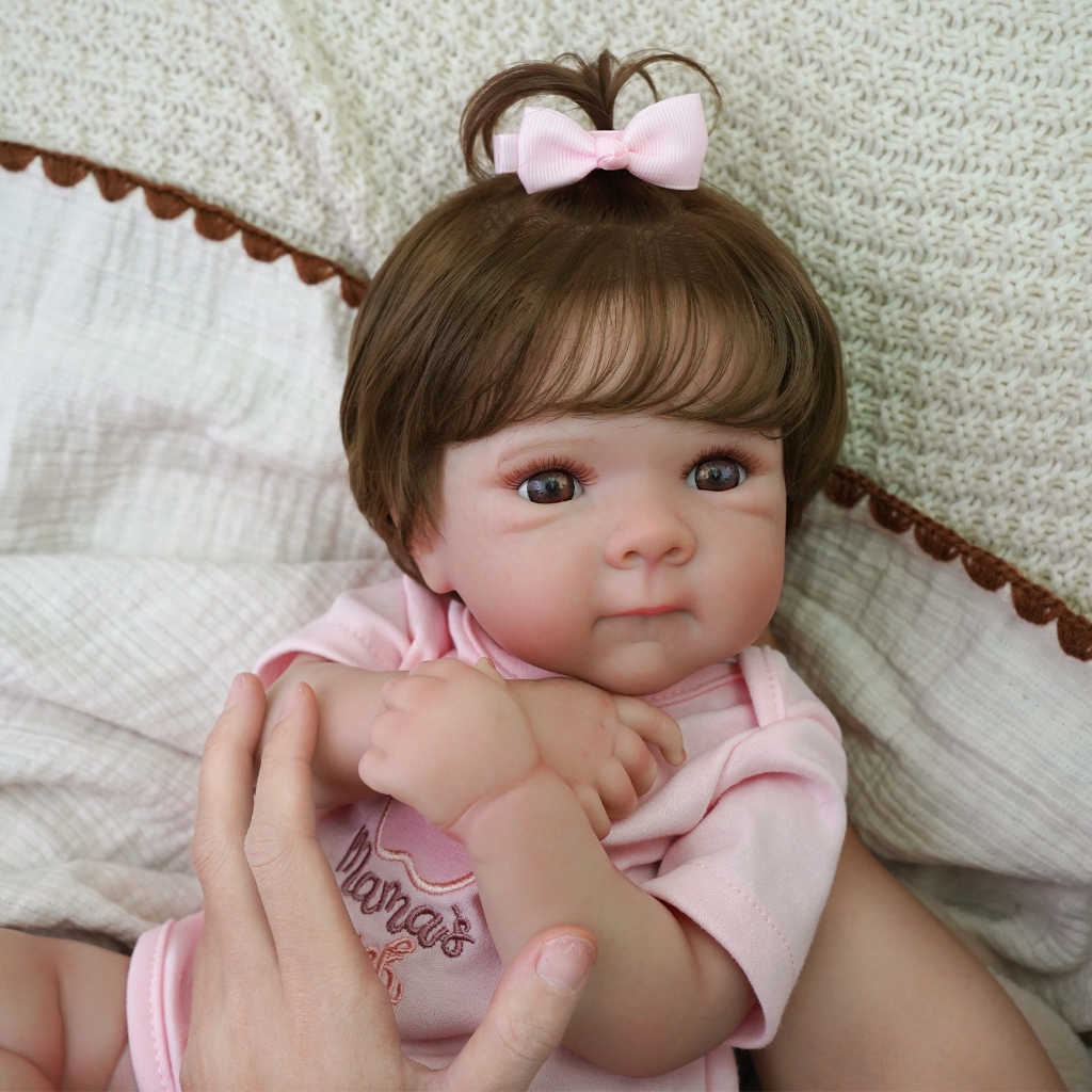 Bebê Reborn Boneca 48cm Menina Corpo de Silicone Realista Olhos Castanhos em Oferta na Shopee