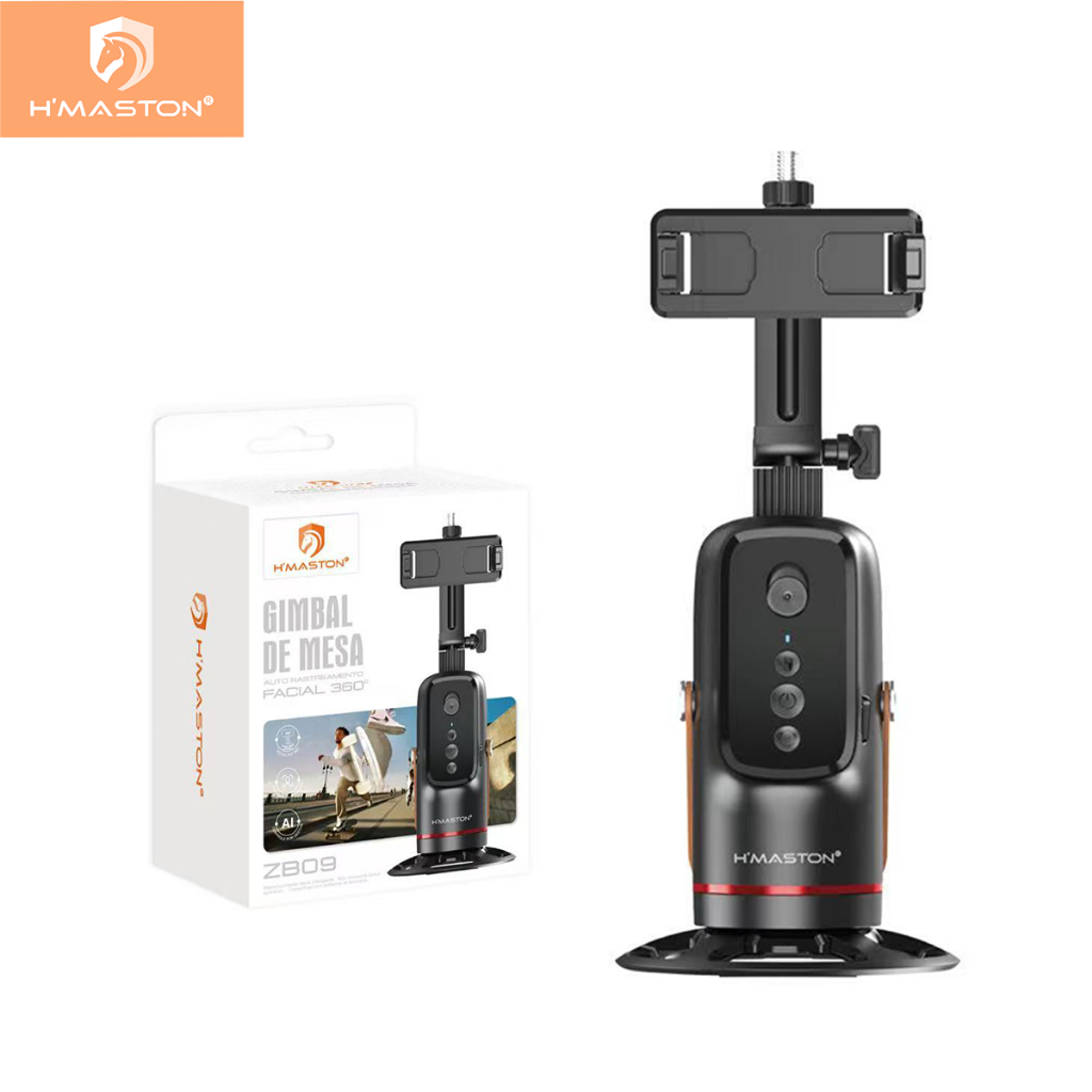 H'maston ZB09 Gimbal de mesa com rastreamento facial Rotação 360° com Rastreamento Facial