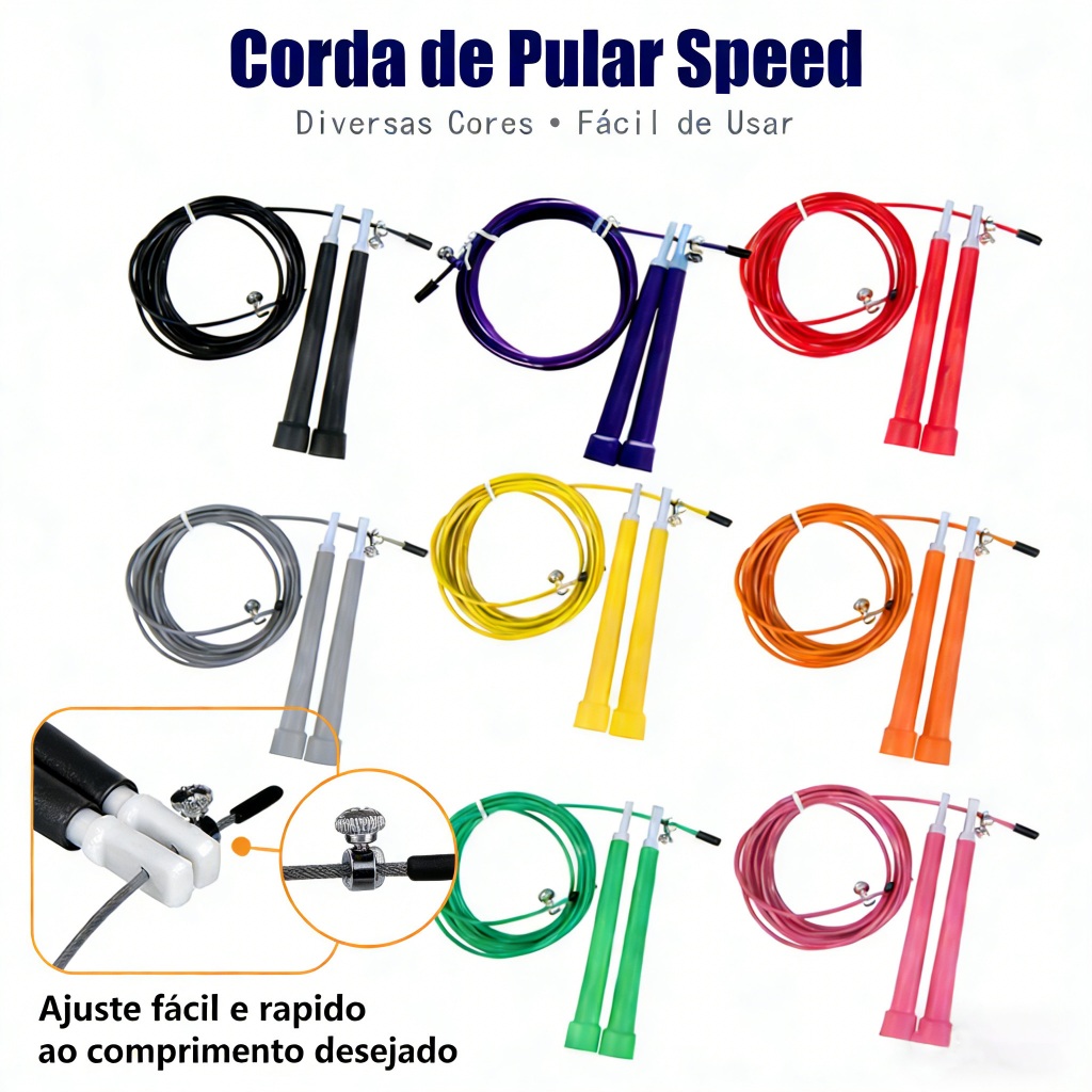 Corda de Pular Speed - Kit 1/2/3 Unidades, Cabo de Aço 3m Ajustável para Alta Performance em Oferta na Shopee