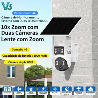 V3 BP9 Camera de Segurança Sem Fio 4K 8MP com Placa Solar Pois 10X Zoom Prova D'agua Support 4G CCTV em Oferta na Shopee