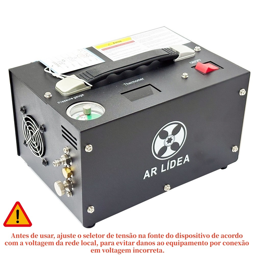 Compressor PCP AR 300bar 12V Portátil LIDEA | Pressão Programável | Para Rifle e Pistola de Pressão