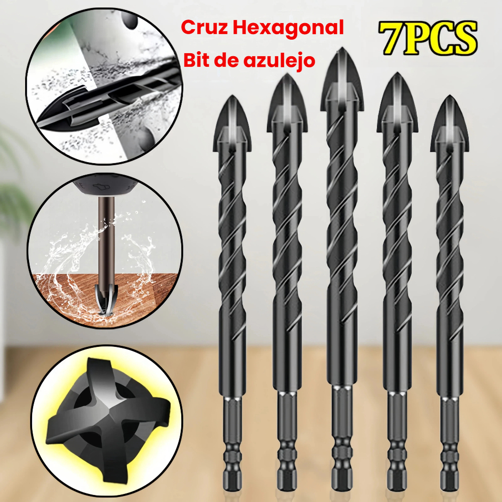 Kit 7 Brocas de carboneto Triangular Titânio Profissionais 3-12mm Para Fura Tudo