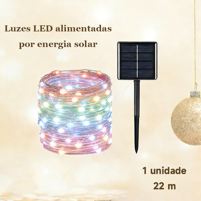Luminaria Solar Exterior 22m 200LED 8 Modos - IP65 Prova d'Agua para Cerca Churrasco Carnaval — imagem 2 de 2