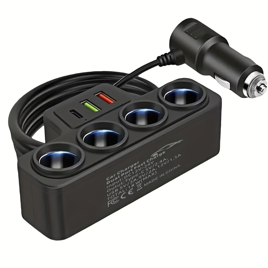 Adaptador De Isqueiro De Carro 120W 4 Em 1 12V/24V Tomada USB