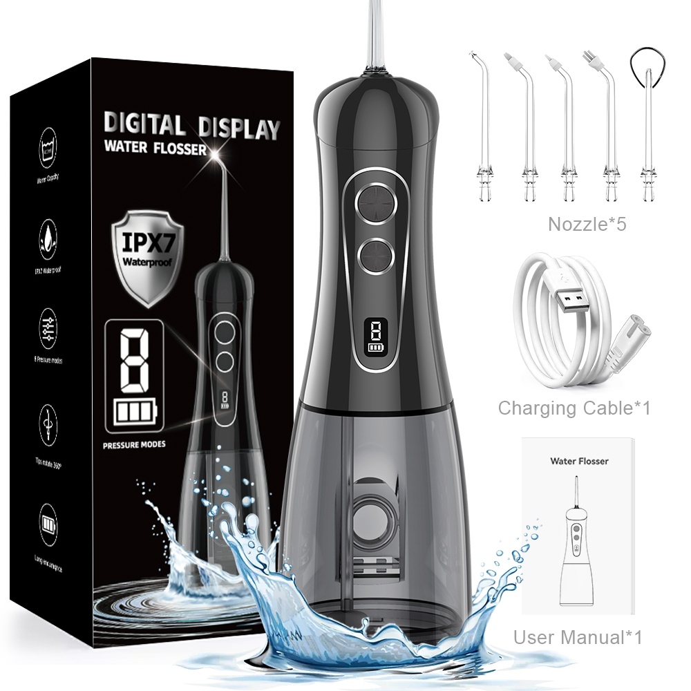 400ml Irrigador Oral Portátil IPX7 de com Jato Forte Pulsado — Inclui 5 Bicos em Oferta na Shopee