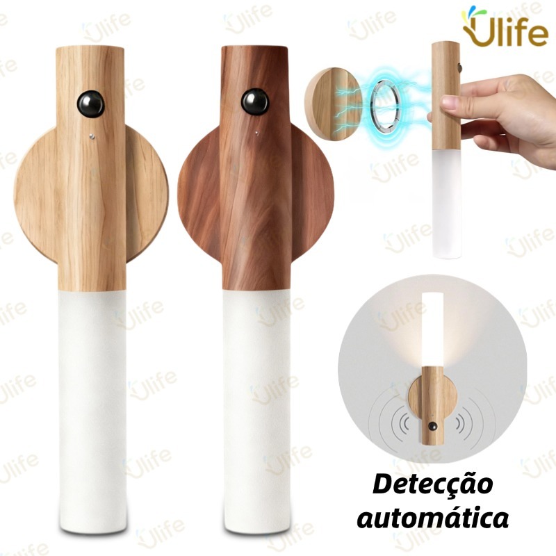 Luz De Presença Automática LED Noturna Magnética De Madeira Sensor De Movimento Inteligente Multifuncional USB Recarregá em Oferta na Shopee