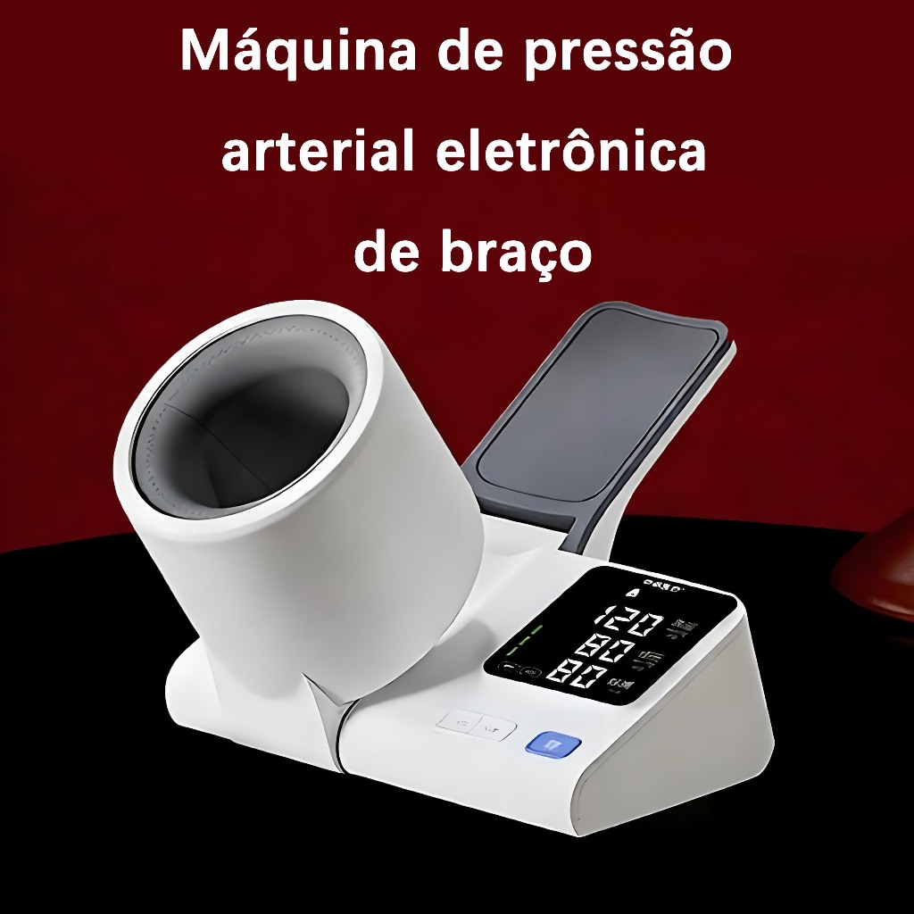 Monitor de Pressão Braquial Eletrônico Túnel - 1 Botão de Medição, 2 Usuários, Tela LED e Portátil N12