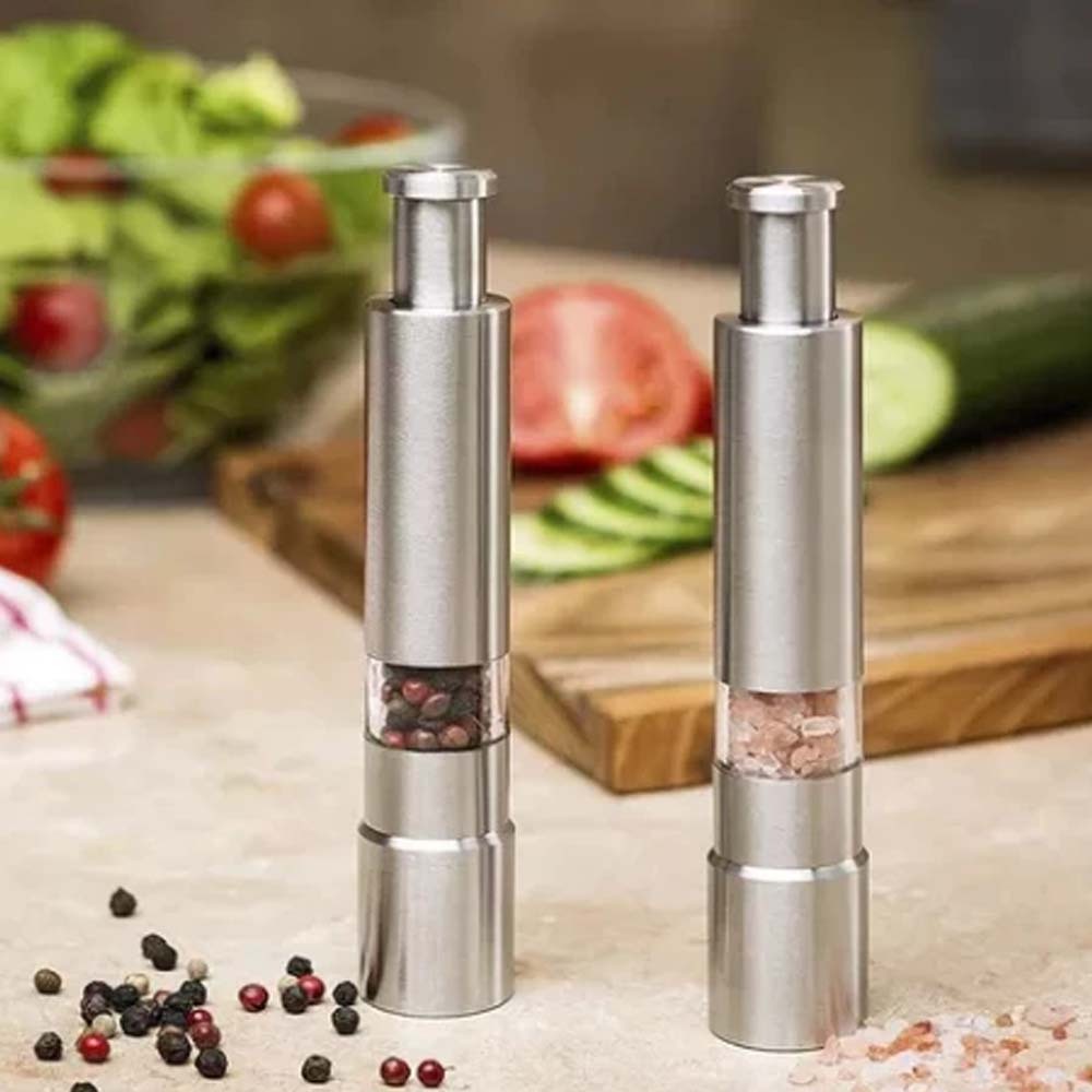 Mini Moedor Manual Com Visor Em Aço Inox Gourmet Sal Ou Pime em Oferta na Shopee