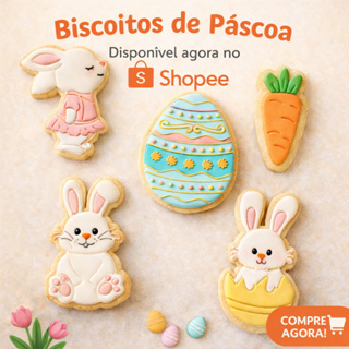 Kit 5 Cortadores de Biscoito Páscoa Coelho Ovo Cenoura Confeitaria em Oferta na Shopee