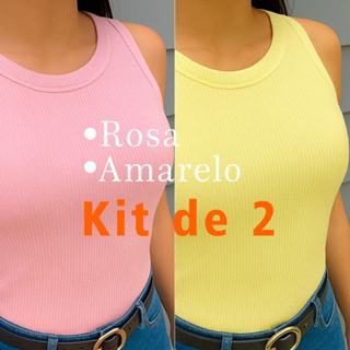 kit regata feminina Elegância e Versatilidade em Dobro- blusa Femenina Basica tecido Elegante P GG em Oferta na Shopee