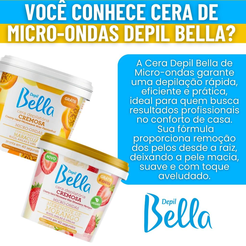 Cera Depilatória Micro-ondas Depil Bella Chocolate Branca Escolha 100g ou 200g