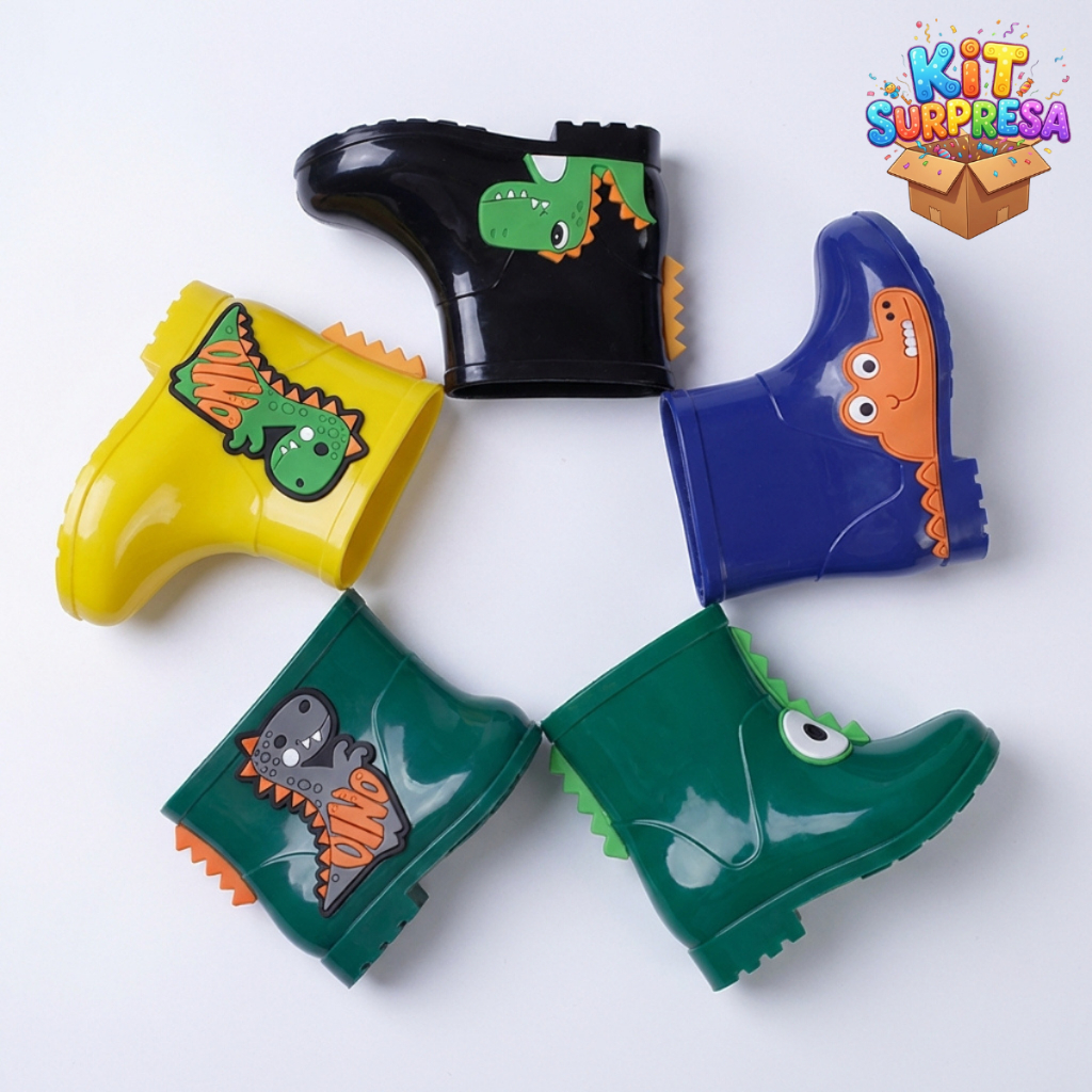 Kit Surpresa 2 Pares Bota Galocha Infantil Menino Leve Confortável