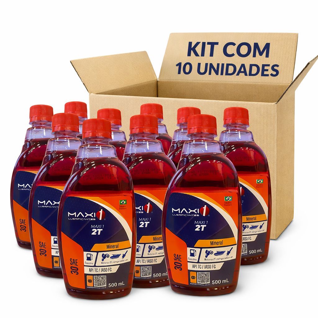 Kit 10 Óleo 2T Mineral Maxi1 500ml Moto Motosserra Soprador Barco