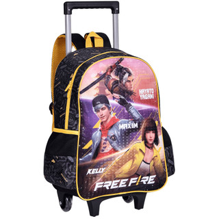 Mochila Infantil Free Fire De Rodinhas Escolar Masculina Grande E Reforçada