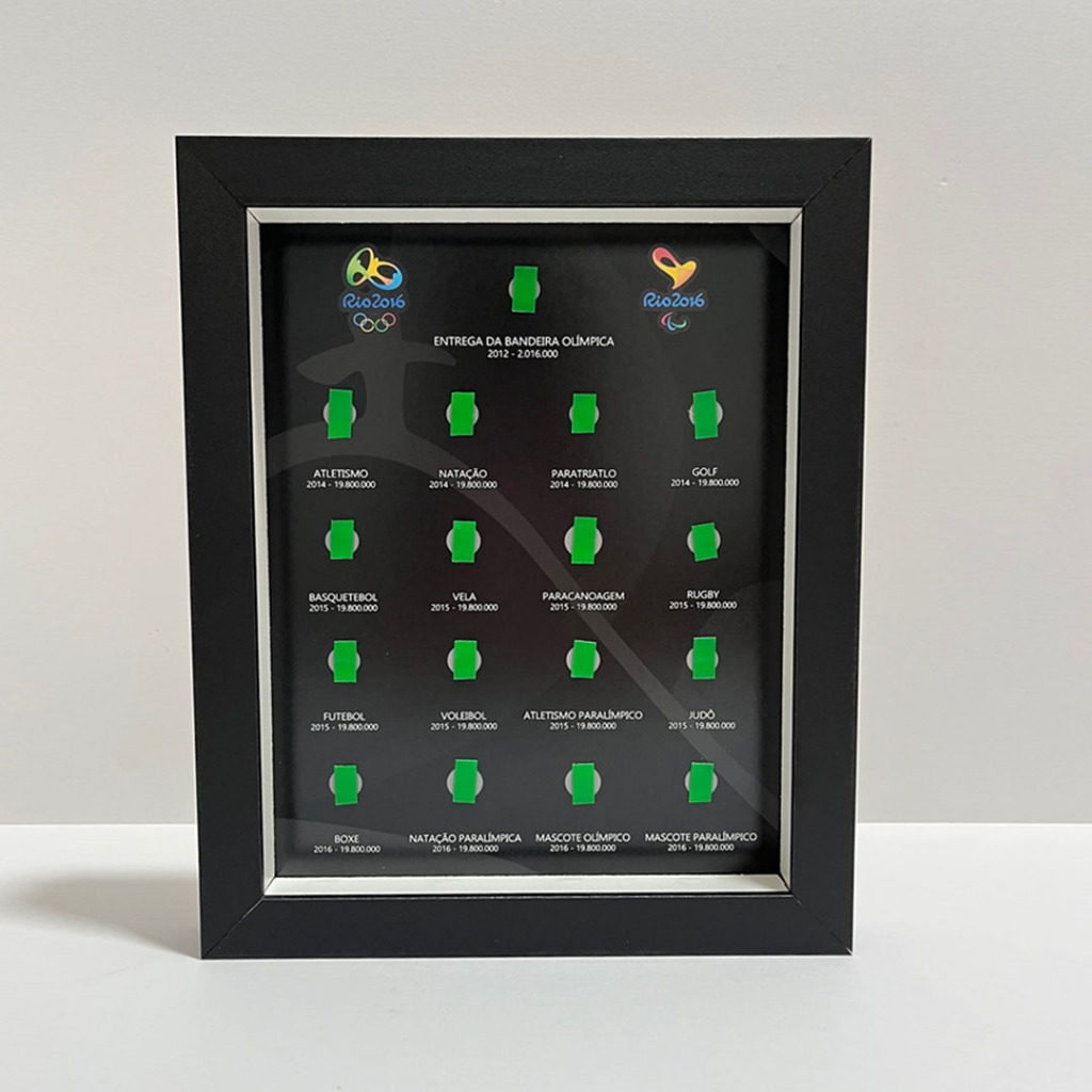 kit com 4 quadros das olimpíadas 2016 porta moedas colecionaveis 20x25
