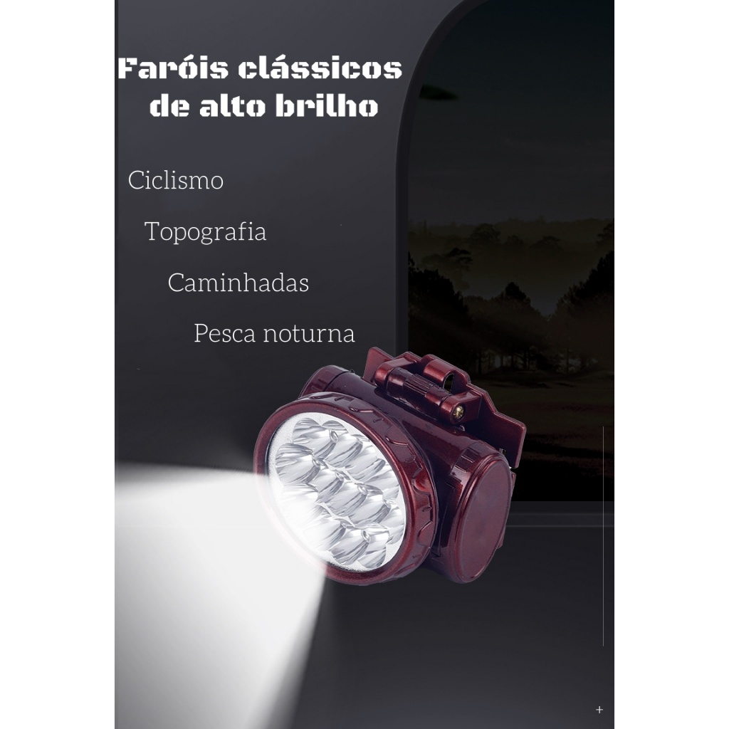 Lanterna De Cabeça 13 Led Muito Forte Recarregavel Alto brilho de longo alcance para acampamento ao ar livre e bicicleta