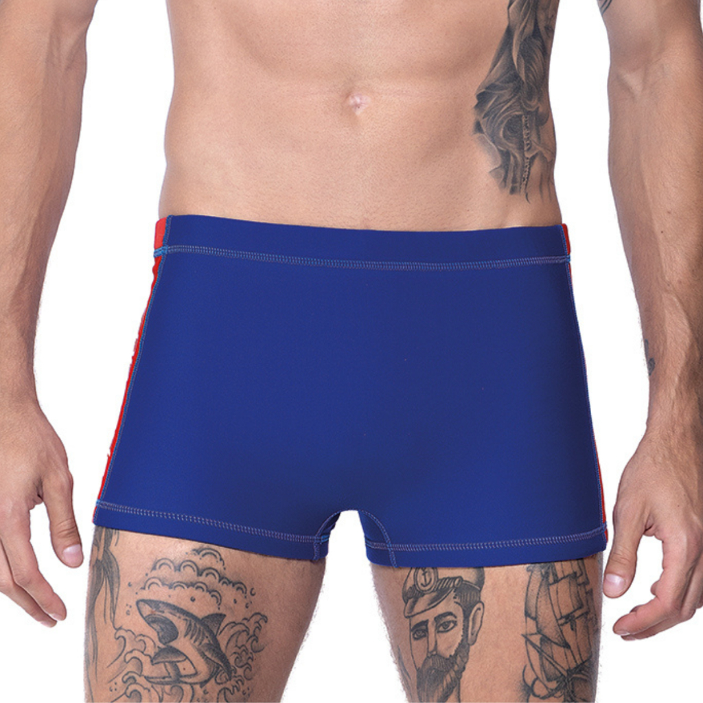 Sunga Boxer Adulto Estampa Lateral Speedo Proteção UV e Lycra Xtra Life - Azul Bic Vermelho
