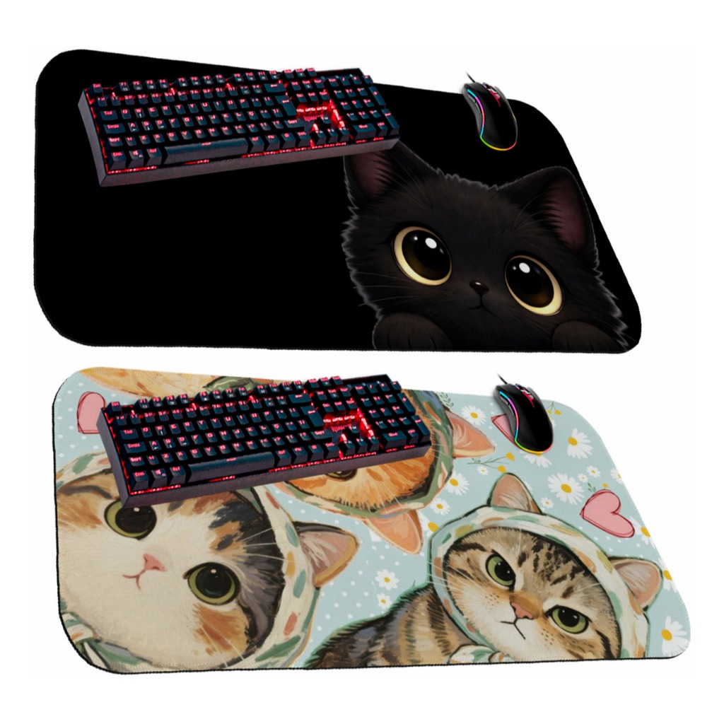 Mouse Pad Gamer Premium Extra Grande 60x30cm Borda Costurada Diversas Estampas Gatinhos