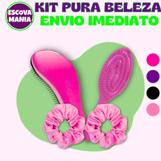 Kit Pura Beleza 3 Itens- Escova Mágica + Escova Oval + 1 Xuxinha De Cetim - Anti Frizz - De Desembaraçar Cabelo em Oferta na Shopee