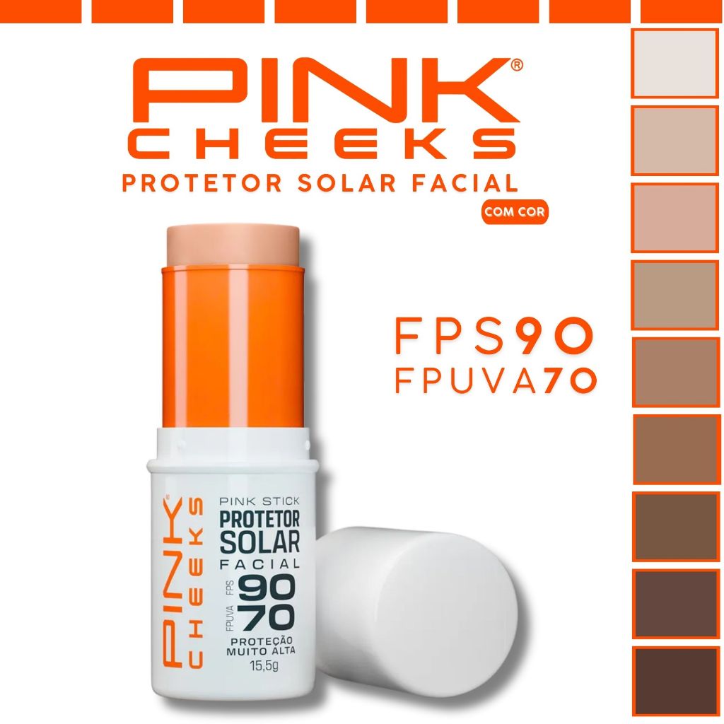 Protetor Solar Facial Com Cor Pink Stick Pink Cheeks Filtro Solar FPS90 FPUVA70