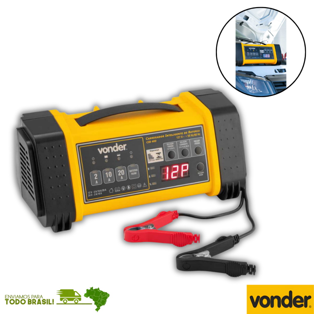 Carregador de Bateria Inteligente CIB400 Vonder Bivolt Automático 12V