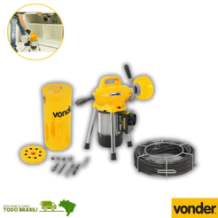 Desentupidora Elétrica 390W DV390 Vonder Com Acessórios Limpeza de Tubulações