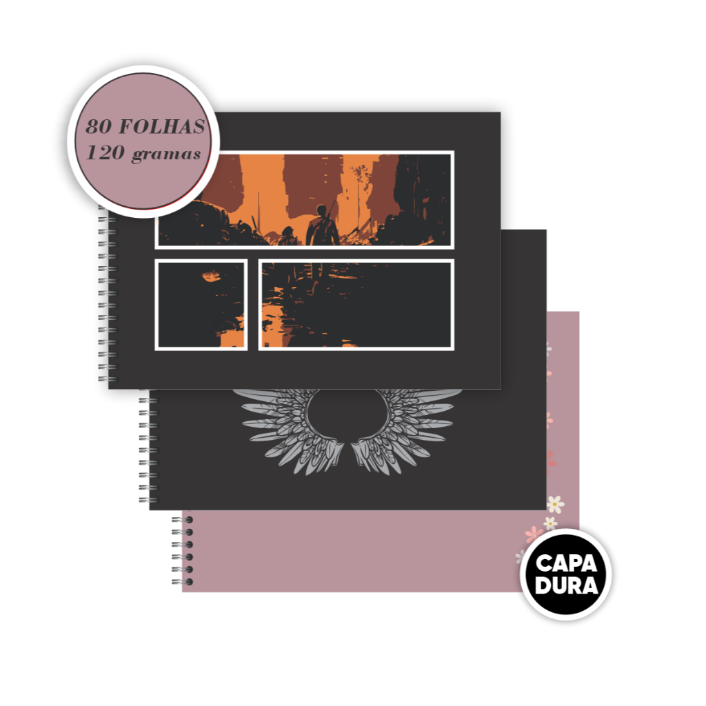 Sketchbook Caderno de Cartografia e Desenho 80 Folhas Offset 120g para Artistas A4 Capa Dura