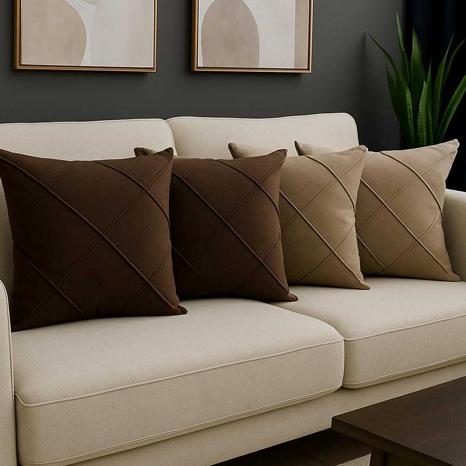 Kit 4Capas de Almofadas 45x45cm Drapeadas em Suede.