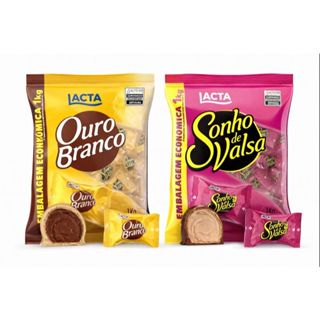 Kit Clássicos Lacta 2kg – Sonho de Valsa + Ouro Branco (1kg cada) em Oferta na Shopee