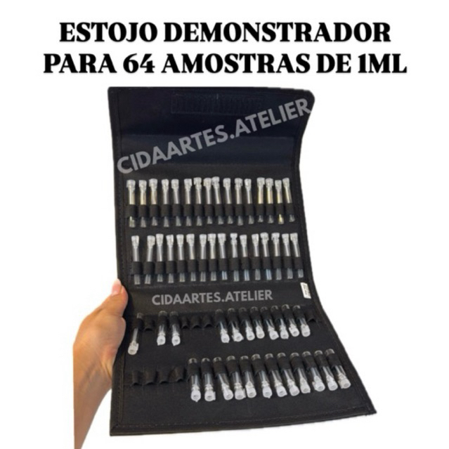 Estojo para 64 amostras de 1ml maleta demonstrador para flaconete 1ml