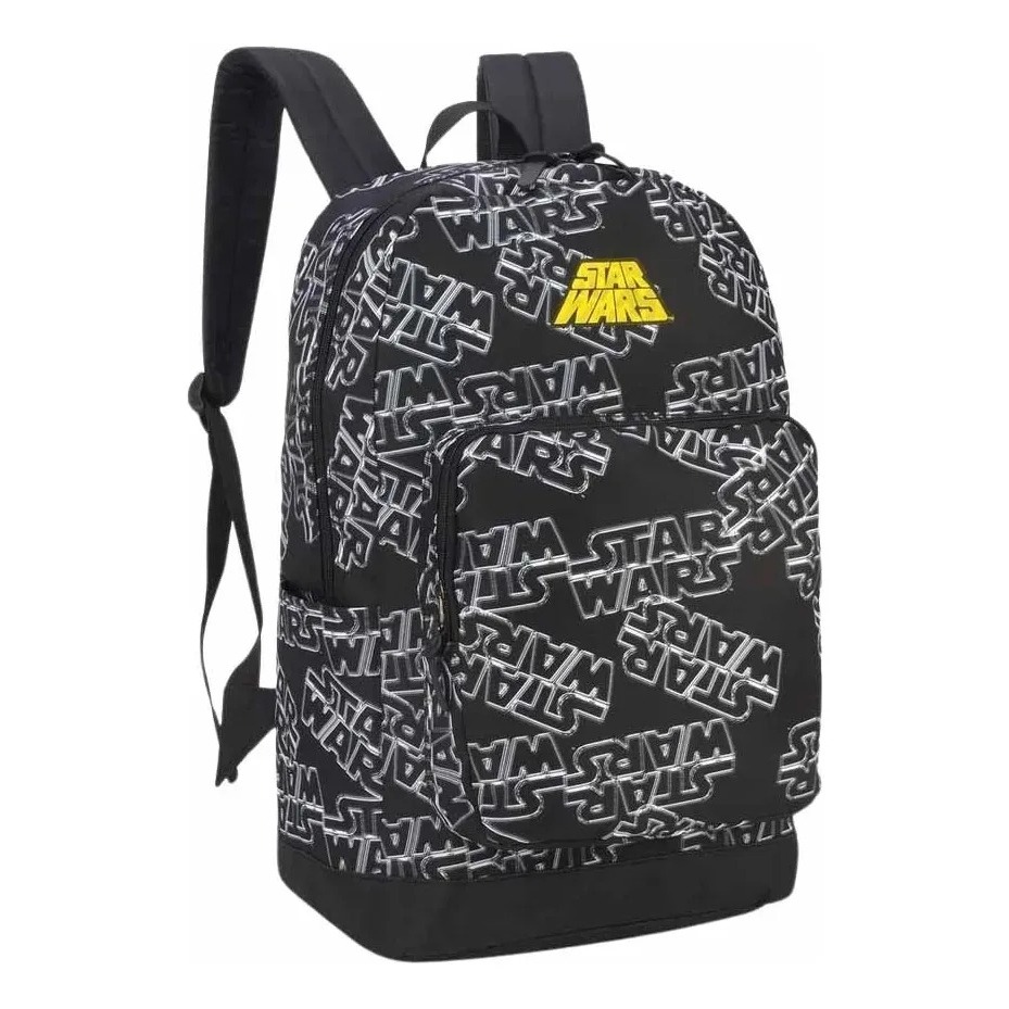 Mochila Grande Juvenil Estampada Star Wars Costas Preto Preto Star Wars