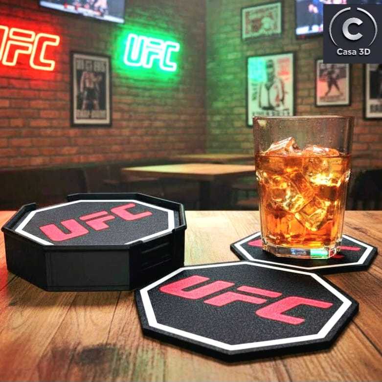 Porta Copos inspirado em octógono UFC impresso em 3D